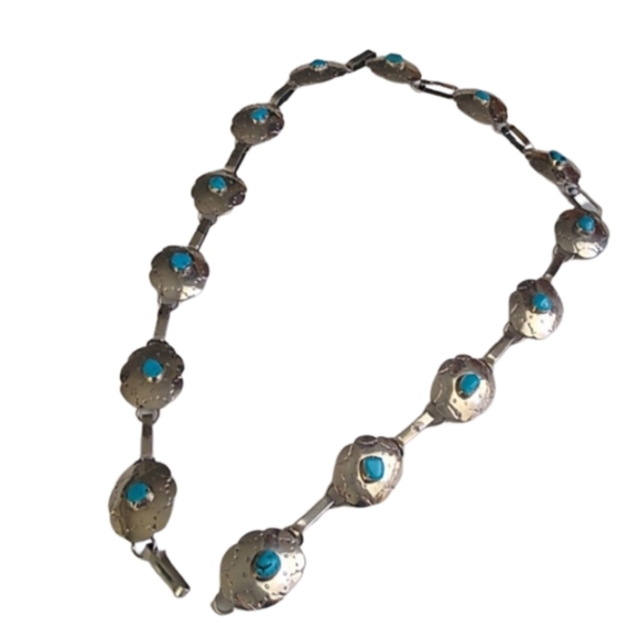 STERMEX Accessories - Vintage Sterling Silver Turquoise Concho Belt STERMEX 39"